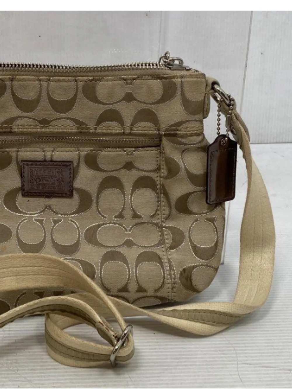Coach Beige Signature Canvas Crossbody Bag